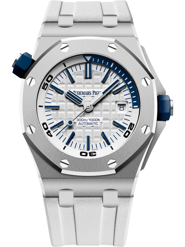 Royal Oak Offshore Diver 42MM White Rubber Strap White Dial With Méga Tapisserie Pattern Stainless Steel Case