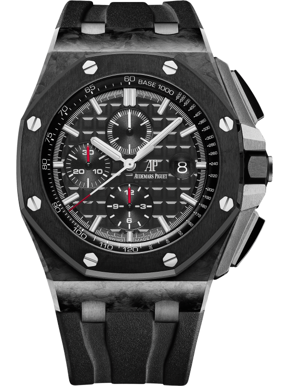 Royal Oak Offshore Chronograph 44MM Black Rubber Strap Black Dial With Méga Tapisserie Forged Carbon Case Pattern Black Ceramic Bezel