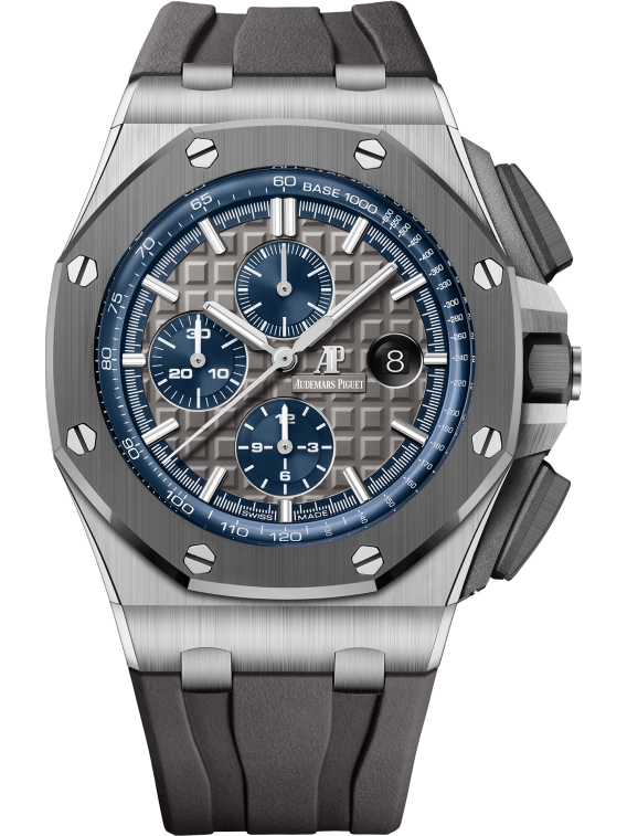 Royal Oak Offshore Selfwinding Chronograph 44MM Grey Rubber Strap Grey Dial With Mega Tapisserie Patterntitanium Case Grey Ceramic Bezel