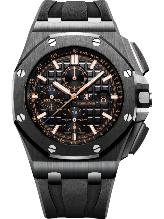 Royal Oak Offshore Selfwinding Chronograph 44MM Black Rubber Strap Black Dial With Méga Tapisserie Pattern Black Ceramic Case and Bezel