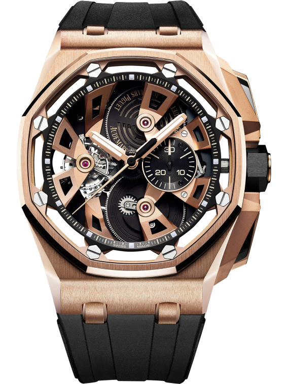 Royal Oak Offshore Tourbillon Chronograph 45MM Black Rubber Strap Black Dial 18-Carat Pink Gold Case Pink Gold Bezel