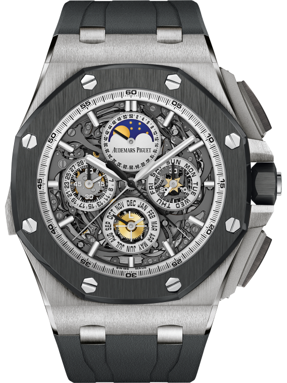 Royal Oak Offshore Grande Complication 44MM Black Rubber Strap Smoked Sapphire Dial Titanium Case Ceramic Bezel