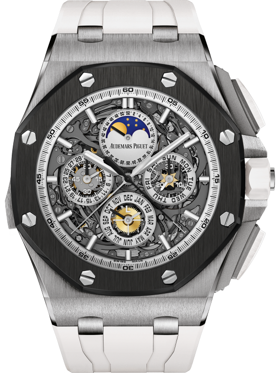 Royal Oak Offshore Grande Complication 44MM White Rubber Strap Smoked Sapphire Dial Titanium Case Ceramic Bezel