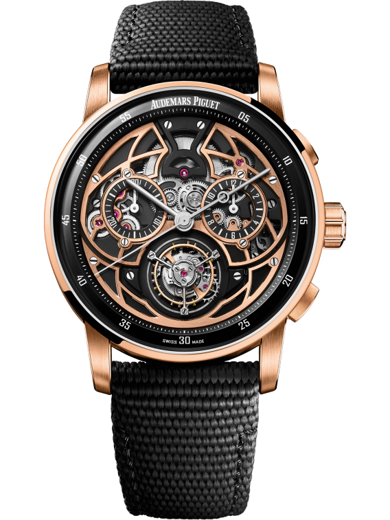 Code 11.59 by Audemars Piguet  41mm Black Rubber-Coated Strap 18-carat Pink Gold Outer Bezel Black Lacquered Inner Bezel