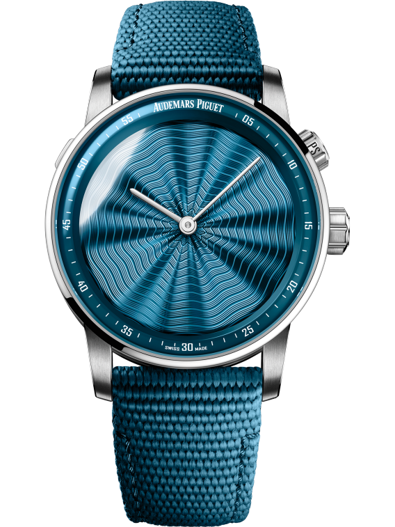 Code 11.59 by Audemars Piguet 41mm Leather Strap Blue Dial Lacquered Inner Bezel