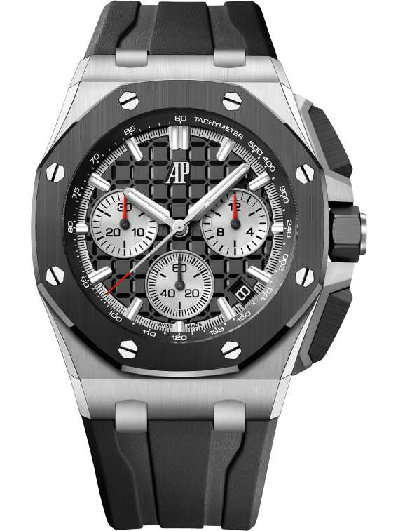 Royal Oak Offshore Selfwinding Chronograph 43MM Black Rubber Strap Black Dial With Méga Tapisserie Pattern Stainless Steel Case Black Ceramic Bezel