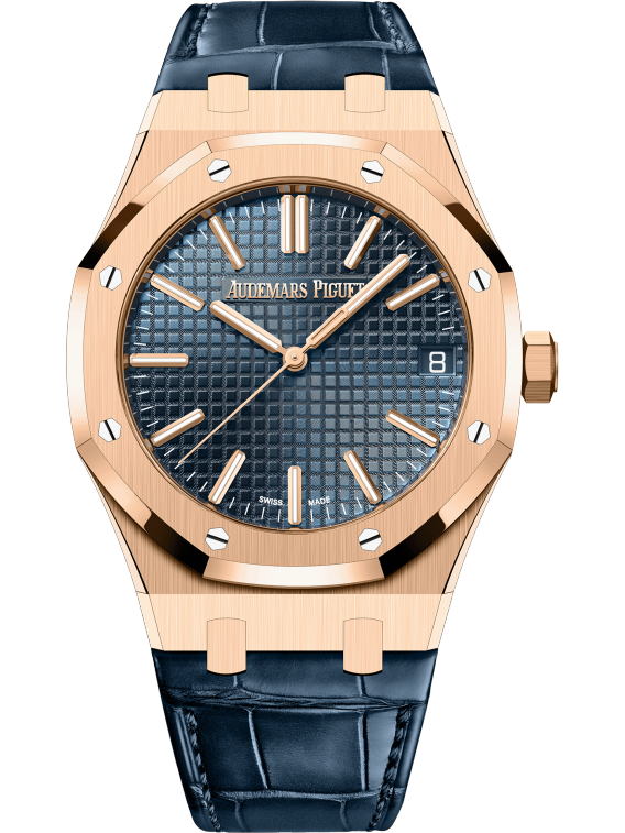Audemars Piguet Royal Oak Ref. 15510OR.OO.D315CR.02 41MM Rose Gold Blue Dial on Leather