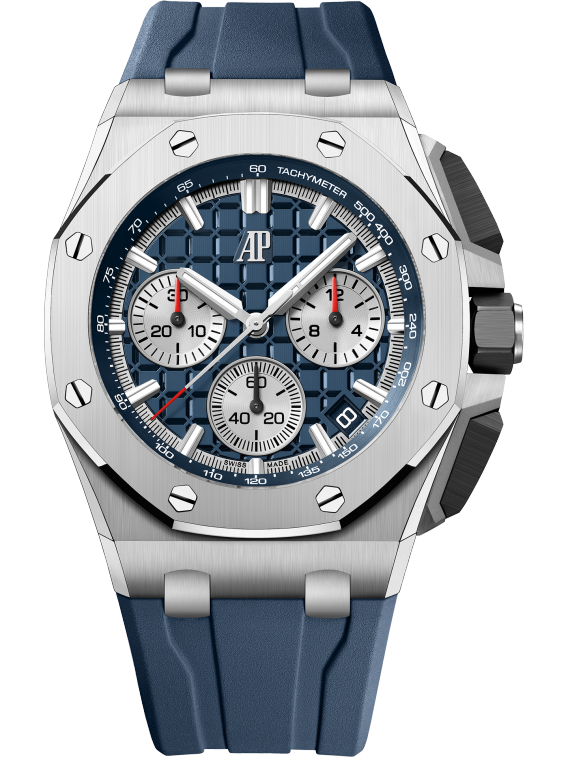Royal Oak Offshore Selfwinding Chronograph 43MM Blue Rubber Strap Blue Dial With Méga Tapisserie Pattern Titanium Case and Bezel