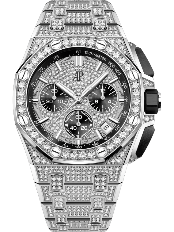 Royal Oak Offshore Selfwinding Chronograph 43MM 18-Carat White Gold Bracelet 18-Carat White Gold Dial 18-Carat White Gold Case and Bezel Set With Brilliant-Cut Diamonds
