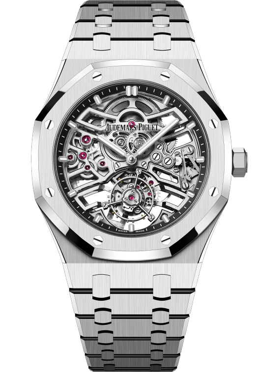 Royal Oak Selfwinding Flying Tourbillon Openworked 41MM Stainless Steel Bracelet Rhodium-Toned Openworked Dial Stainless Steel Case