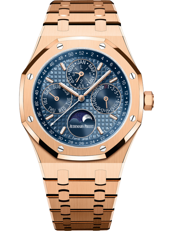 Royal Oak Perpetual Calendar 41MM 18-Carat Pink Gold Bracelet Blue Dial 18-Carat Pink Gold Case