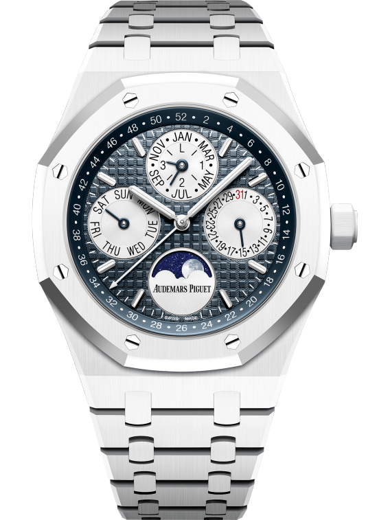 Royal Oak Perpetual Calendar 41MM White Ceramic Bracelet Blue Dial White Ceramic Case