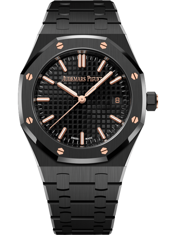 Royal Oak Selfwinding 34MM Black Ceramic Bracelet Black Dial With Grande Tapisserie Pattern Black Ceramic Case
