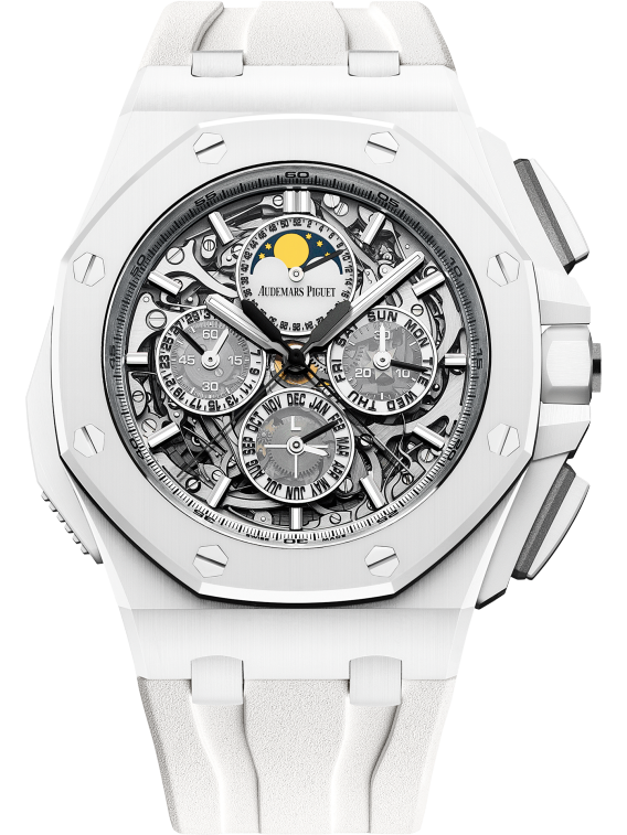 Royal Oak Offshore Grande Complication 44MM White Rubber Strap Sapphire Dial White Ceramic Case
