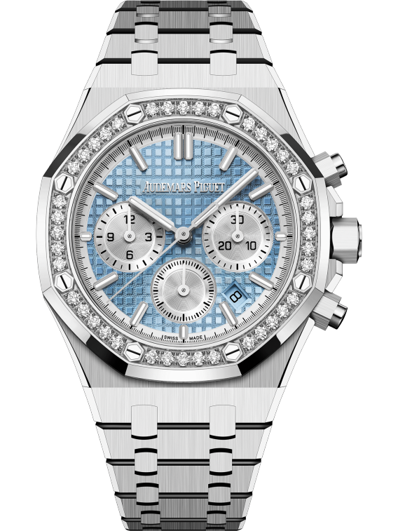 Royal Oak Selfwinding Chronograph 38MM Stainless Steel Bracelet Light Blue Dial With Grande Tapisserie Pattern Stainless Steel Case