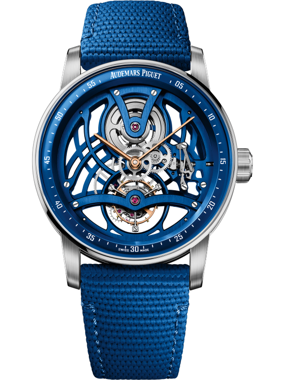 Code 11.59 by Audemars Piguet 41mm Blue Rubber-Coated Strap Blue CVD Inner Bezel White Gold Bezel