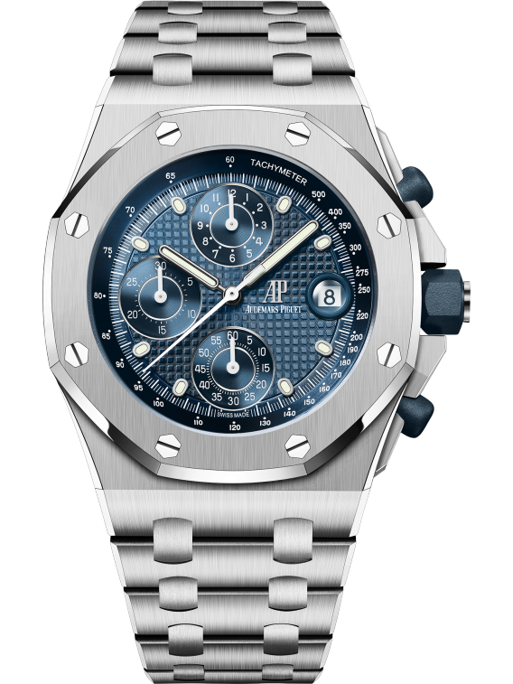 Royal Oak Offshore Selfwinding Chronograph 42MM Stainless Steel Bracelet Blue Dial With Petite Tapisserie Pattern Stainless Steel Case