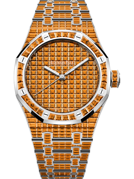 Royal Oak Selfwinding Orange Spessartite 41MM 18-Carat White Gold Bracelet Set With Baguette-Cut Orange Spessartites 18-Carat White Gold Dial 18-Carat White Gold Case