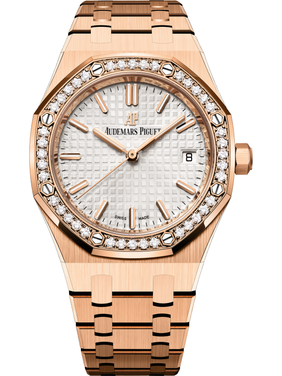 Royal Oak Selfwinding 34MM 18-Carat Pink Gold Bracelet Silver-Toned Dial With Grande Tapisserie Pattern 18-Carat Pink Gold Case