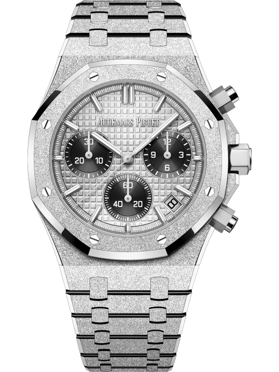 Royal Oak Selfwinding Chronograph 41MM Hammered 18-Carat White Gold Bracelet Grey Dial With Grande Tapisserie Pattern Hammered 18-Carat White Gold Case