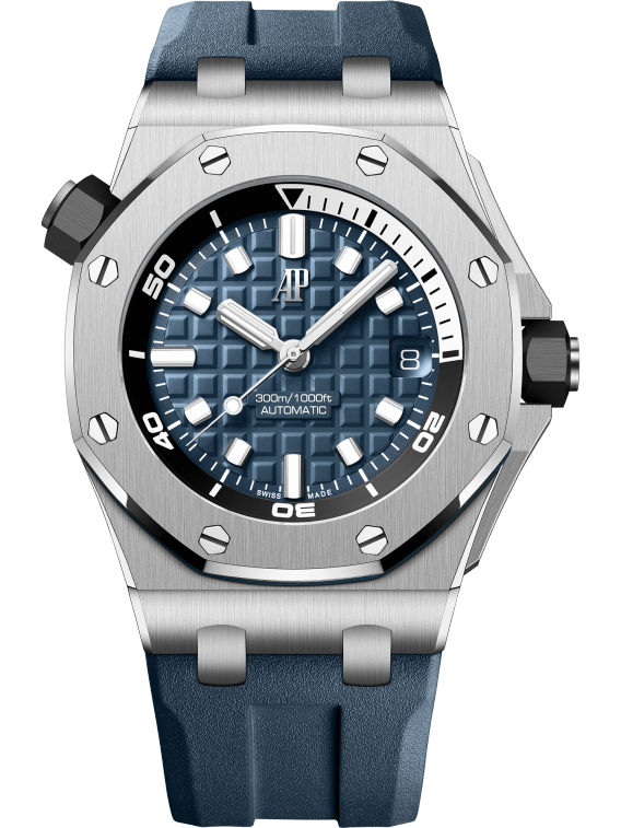 Royal Oak Offshore Diver 42MM Blue Rubber Strap Blue Dial With Méga Tapisserie Pattern Stainless Steel Case