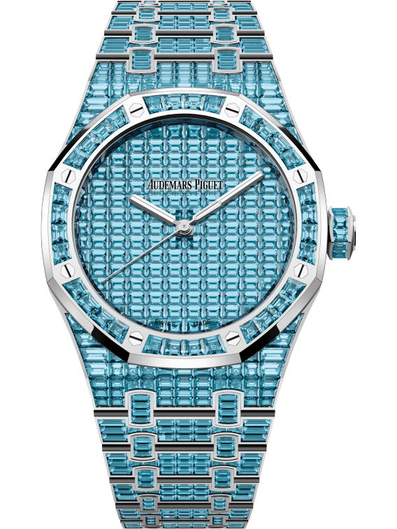 Royal Oak Selfwinding Blue Topaz 41MM 18-Carat White Gold Bracelet Set With Baguette-Cut Blue Topaz 18-Carat White Gold Dial 18-Carat White Gold Case
