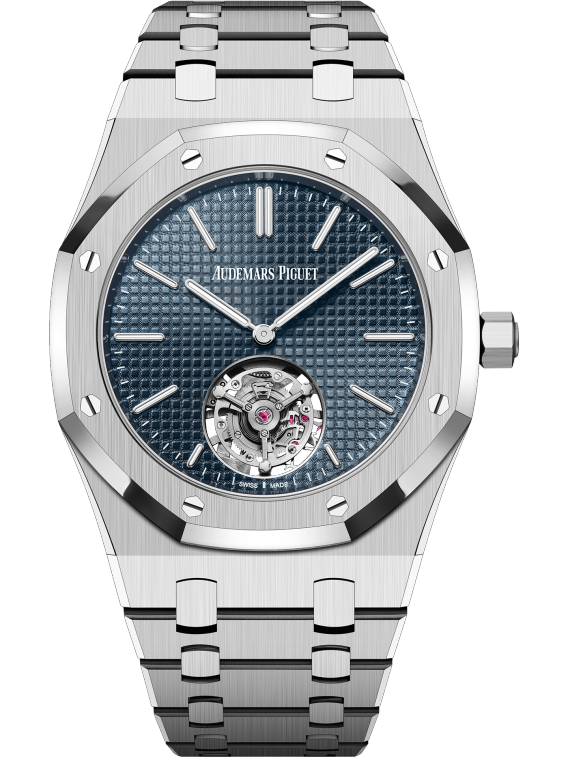 Royal Oak Selfwinding Flying Tourbillon Extra-Thin 39MM Stainless Steel Bracelet Blue Dial With Petite Tapisserie Pattern Stainless Steel Case