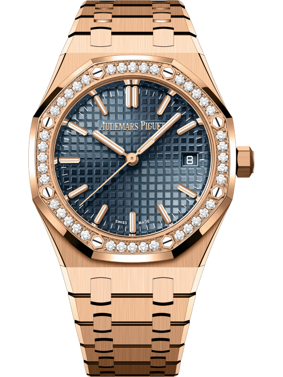 Royal Oak Selfwinding 34MM 18-Carat Pink Gold Bracelet Bleu Nuit Nuage 50  Dial With Grande Tapisserie Pattern 18-Carat Pink Gold Case