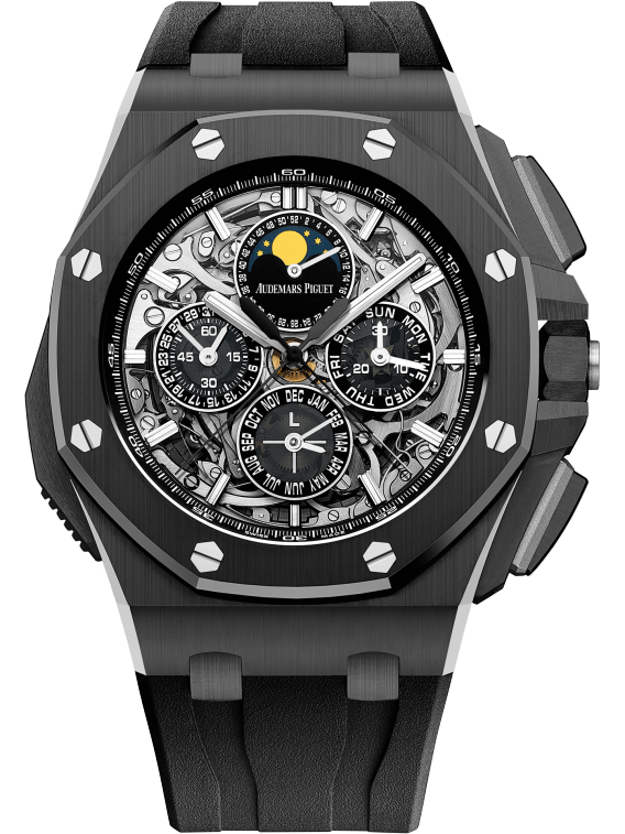 Royal Oak Offshore Grande Complication 44MM Black Rubber Strap Sapphire Dial Black Ceramic Case