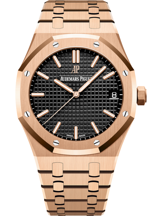 Royal Oak Selfwinding 41MM 18-Carat Pink Gold Bracelet Black Dial With Grande Tapisserie Pattern 18-Carat Pink Gold Case