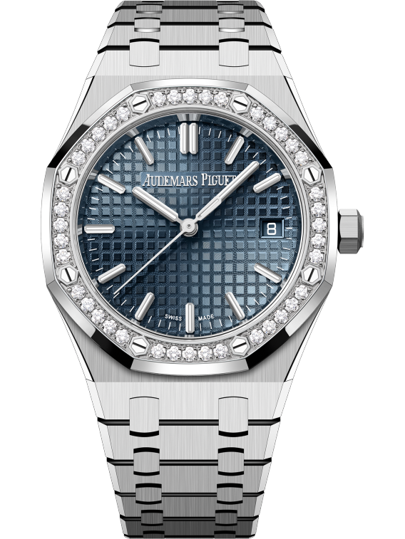 Royal Oak Selfwinding 34MM Stainless Steel Bracelet Bleu Nuit Nuage 50 Dial With Grande Tapisserie Pattern Stainless Steel Case