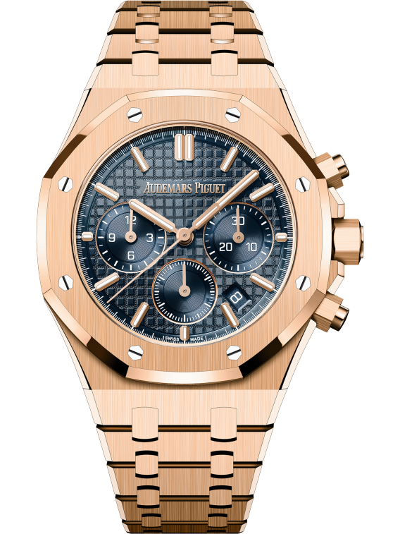 Royal Oak Selfwinding Chronograph 38MM 18-Carat Pink Gold Bracelet Bleu Nuit Nuage 50 Dial With Grande Tapisserie Pattern 18-Carat Pink Gold Case