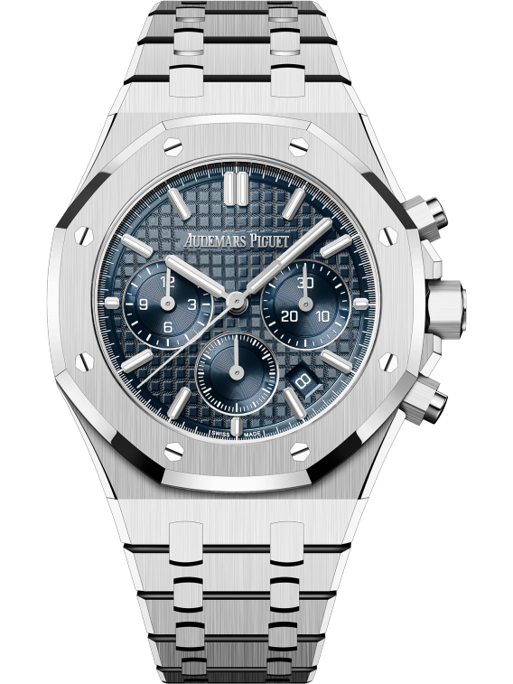 Royal Oak Selfwinding Chronograph 38MM Stainless Steel Bracelet Bleu Nuit Nuage 50 Dial With Grande Tapisserie Pattern Stainless Steel Case