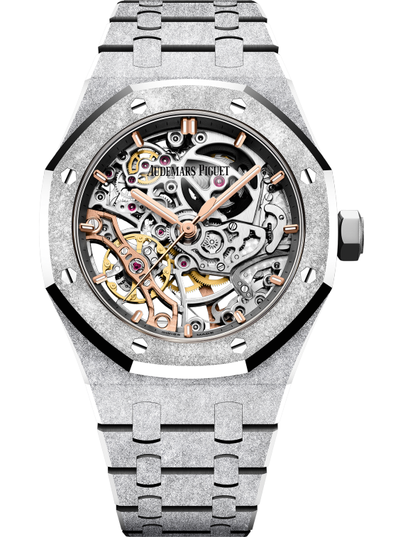 Royal Oak Double Balance Wheel Openworked 37MM Hammered 18-Carat White Gold Bracelet Openworked Rhodium-Toned Dial Hammered 18-Carat White Gold Case
