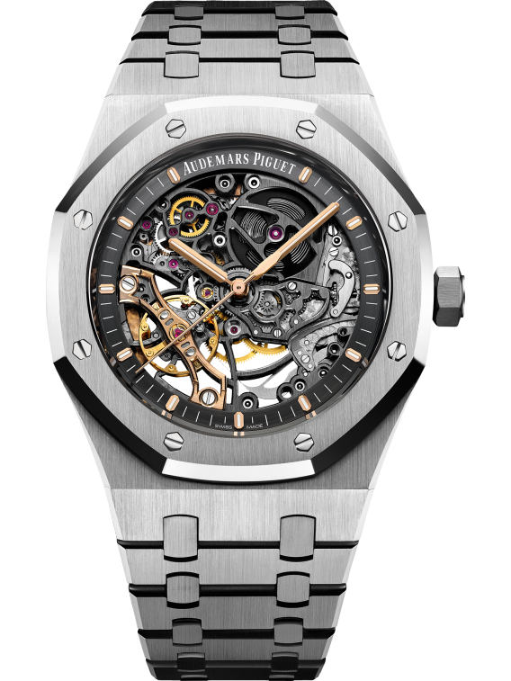 Royal Oak Double Balance Wheel Openworked 41MM Stainless Steel Bracelet Slate Grey Openworked Dial Stainless Steel Cas