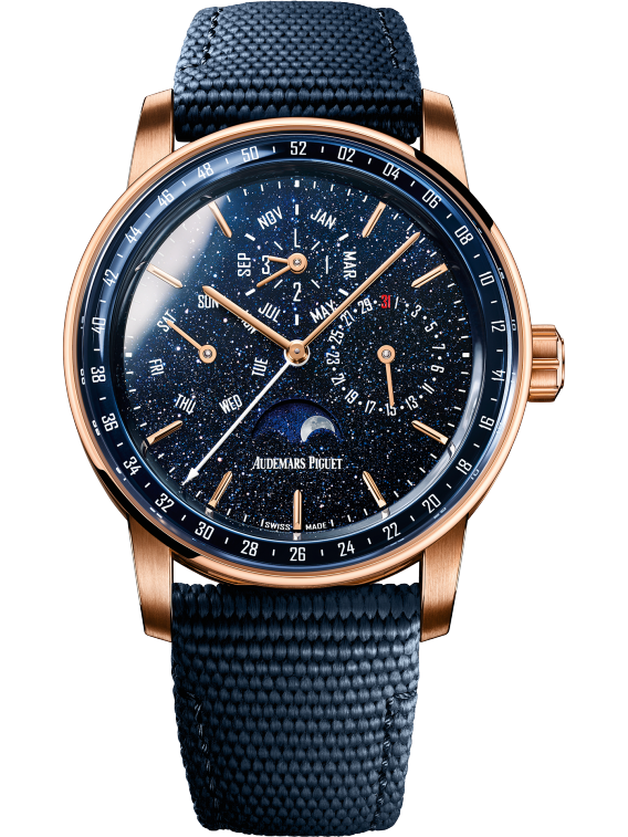Code 11.59 by Audemars Piguet 41mm Blue Rubber-Coated Strap Blue Aventurine Dial Blue Lacquered Inner Bezel and Rose Gold Case