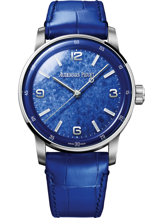 Code 11.59 by Audemars Piguet 41mm Blue Alligator Strap Sodalite Stone Dial 18-Carat White Gold Case