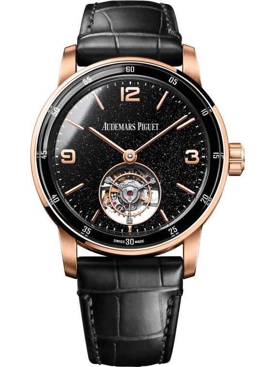 Code 11.59 by Audemars Piguet 41mm Black Alligator Strap Black Aventurine Anamel Dial black Lacquered Inner Bezel